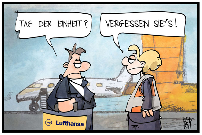 Kein Tag der Einheit für Lufthansa und UFO