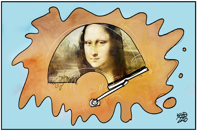 Kuchen-Wurf auf die Mona Lisa