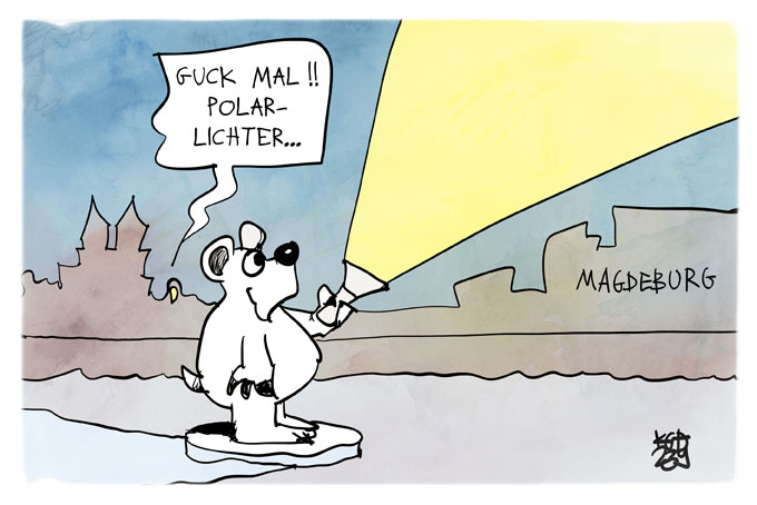 Polarlichter über Magdeburg